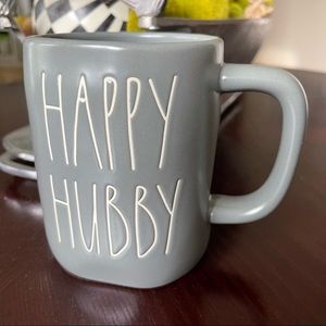 Rae Dunn “HAPPY HUBBY” Rare Gray Ceramic Mug